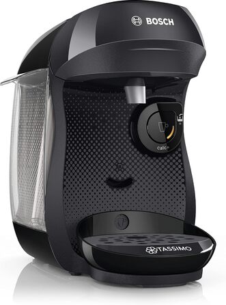 Кавомашина Tassimo Happy TAS1002N від Bosch: понад 70 напоїв, автоматична, для будь-яких чашок, компактна, 1400 Вт, чорний/антрацит