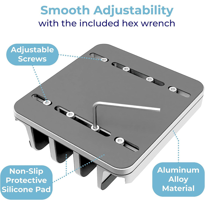 TEFONIA 5-Slot Vertical Laptop Stand - Aluminum Desk Organizer for MacBook, iPad, Tablets & Laptops - Silver