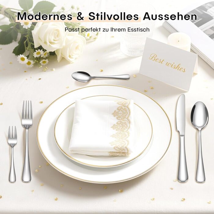 Набір столових приборів на 6 осіб, 30 предметів: виделки, ложки, ножі, нержавіюча сталь, дзеркальне полірування, для посудомийної машини