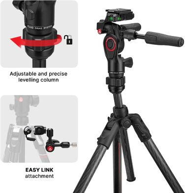 Штатив Manfrotto Befree Advanced 3-Way з тріножкою та рідинною головкою для камер та відеокамер до 6 кг, алюміній, фотоаксесуари для DSLR, CSC, Mirrorless, фото та відео
