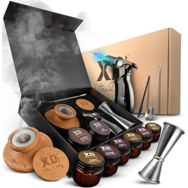 Набір для приготування коктейлів Xtra Dirty Cocktail Smoker Kit з 4 пальними насадками - для віскі, бурбону, Old Fashioned - 8 банок з тирсою
