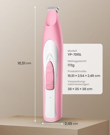 Триммер для собак Oneisall Paw Trim Pro з LED-підсвічуванням, рожевий: безпечна стрижка лап, очей, вух та обличчя