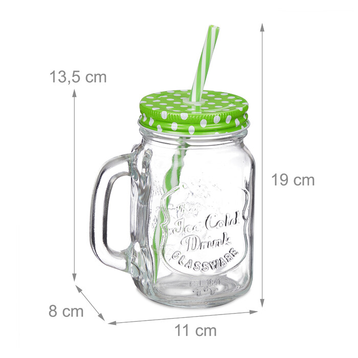 Relaxdays Set of 8 Colorful Drinking Glasses with Lids