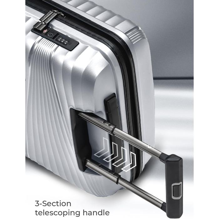 Легкий валіза на колесах 55 см з TSA-замком | Об'єм 41 л, поліпропілен, сріблястий | Collection 02