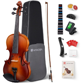 Скрипка Vangoa 4/4: Повнорозмірний комплект для початківців з масивного дерева, червоний, для правшів