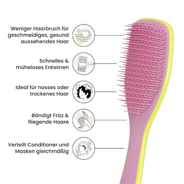 Тізер Тангл Ultimate Detangler – Щітка для волосся для мокрого та сухого волосся. Розплутує всі типи волосся, зменшує пошкодження та видаляє ковтуни. Чорний (Hyper Yellow & Rosebud)