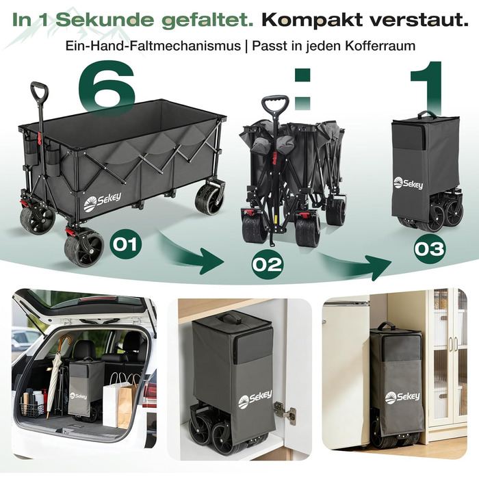 Бомбовоз Sekey XXXL, 300л, 200кг, для великих сімей, складний, антрацит