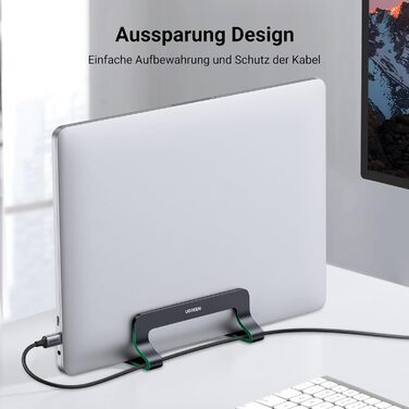 Підставка для ноутбука UGREEN з алюмінію, 3 слоти | Вертикальна підставка для MacBook, iPad, Huawei, Surface, Dell, HP | Чорний