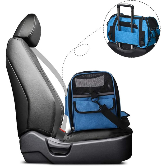 Транспортний бокс для тварин Jespet, м'які стінки, зручний, для подорожей, для котів та цуценят, 17' x 9' x 11.5', блакитний