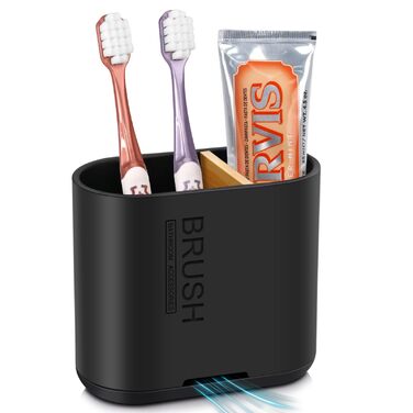 Тримач для електричної зубної щітки - органайзер для ванної кімнати, знімний, з отвором для стоку води, чорний, середній