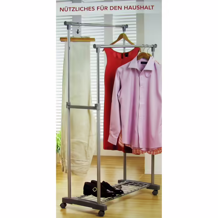 Zeller 17151 Rolling Garment Rack, 2-piece, approx. 83 x 43 x 93.5-170 cm