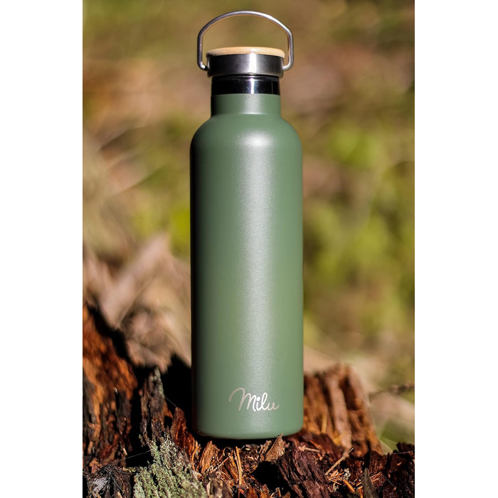 Фляга з нержавіючої сталі Milu 350/500/750/1000 мл (+3 кришки) з трубочкою, термос, ізольована пляшка для води, дитяча, доросла, для подорожей, без витоку (оливковий, 350 мл)