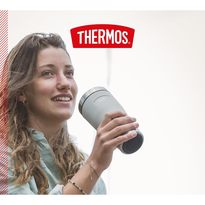 Термос ICON MUG 0,47л, темно-сірий/графітовий матовий, термокружка 0,47л, кавова кружка to go з нержавіючої сталі, ізотермічна кружка, 7 год гаряче / 22 год холодне, придатна для миття в посудомийній машині, абсолютно герметична, без BPA (470 мл, Бежевий 