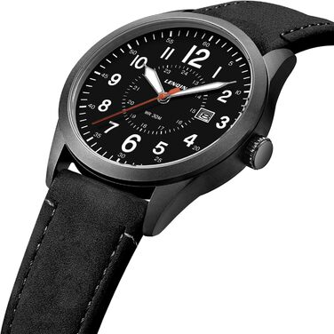 Годинник чоловічий LN LENQIN Military 30M водонепроникні кварцові годинники з датою на текстильному ремінці, тактичні годинники для чоловіків, чорний колір