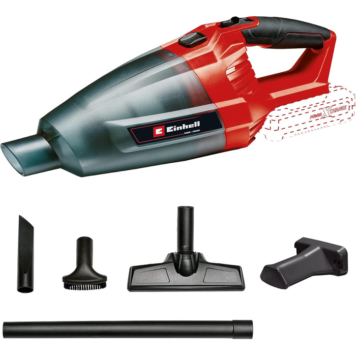Акумуляторний пилосос ручний Einhell TE-HV 18/06 Li-Solo Power X-Change (18V, 72 мбар, насадки в комплекті, 0.6л, без акумулятора)