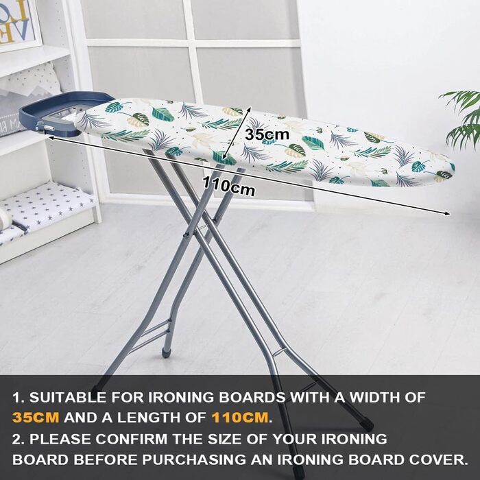 Гайка для прасувальної дошки 110x35 см, бавовняний чохол, з гумкою, для швидкого прасування, підходить для парогенераторів та прасок (Сірий)