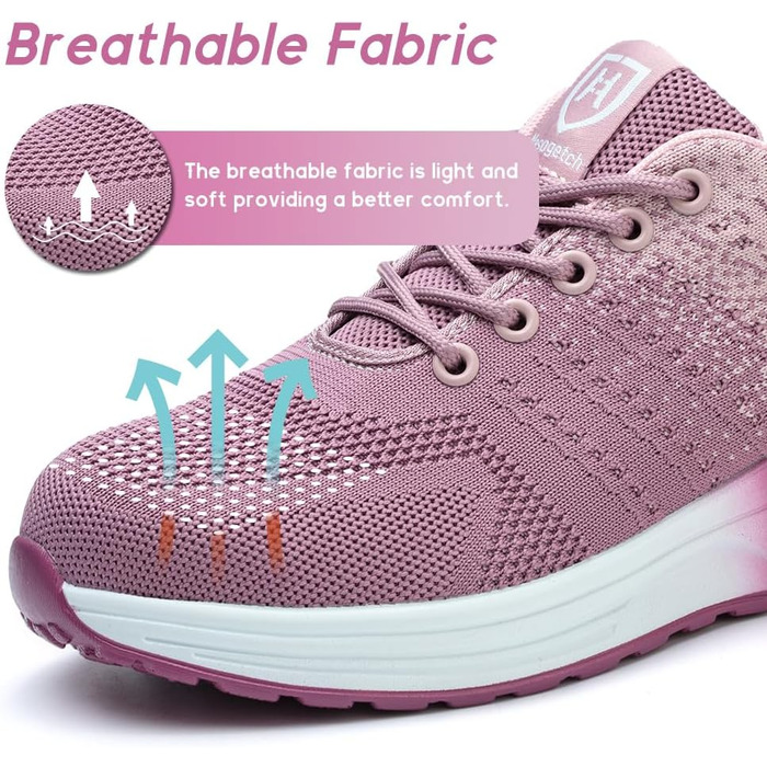 Легкі робочі черевики для чоловіків та жінок. Безпечні черевики з металевим носком, спортивного стилю, антиковзаючі, дихаючі. Робочі черевики (37 EU, фіолетовий)