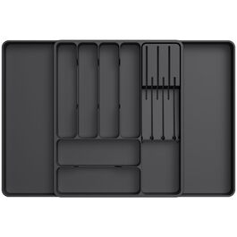 Органайзер для столових приборів Lifewit в шухляду, розсувний, з відділенням для ножів (40 см), чорний