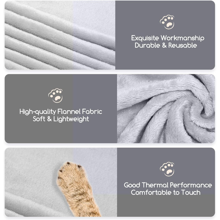 М'яка флісова ковдра для собак Nobleza, 160x100 см, сіра