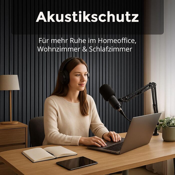 Акустичні панелі з дерева для стін 60x60 см, набір 4 шт, шумоізоляційні стінові панелі з ламелями, колір дуб чорний
