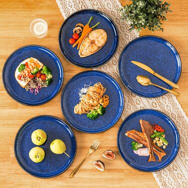 Vancasso Starry Blue 24-Piece Stoneware Dinnerware Set for 6 - Complete Tableware Set with Plates, Bowls