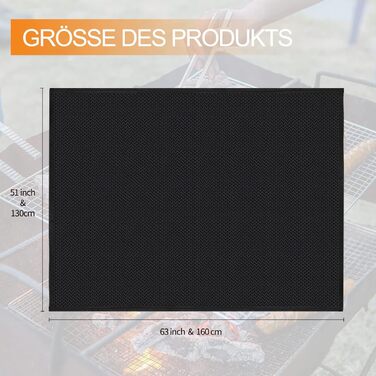 Килимок під гриль WOCVRYY 130x160 см: захист від вогню, повторне використання, антипригарний, легкий у чищенні