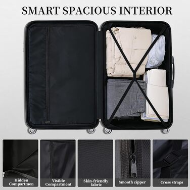 Набір валіз Ystyle Kofferset 5 шт: 12', 18', 20', 24', 28' + косметичка. ABS, 360° колеса, TSA-замок. Ідеально для подорожей Європою, круїзів та навчання за кордоном. Колір: м'ятний.