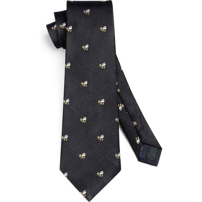 HISDERN Чоловіча краватка з принтом тварин, краватка-метелик, нагрудна хустинка, набір для весілля/бізнесу, чорний/бджола, універсальний розмір