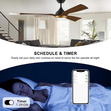 Стеляний вентилятор Reiga з LED-підсвічуванням та пультом керування, 132 см, білий, DC-двигун, тихий, 6 швидкостей, 3 колірні температури, для внутрішнього та зовнішнього використання (3 лопаті, чорний)