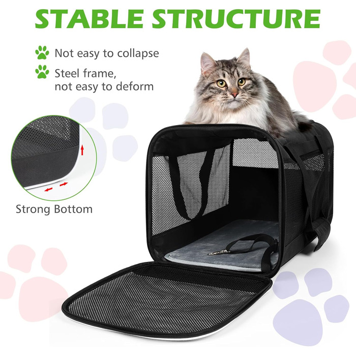 Транспортний бокс для котів Lannvan, до 6,5 кг, складаний, чорний (45x30x30 см)