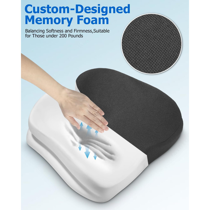 Подушка для сидіння Xespis для офісного крісла, Memory Foam, ортопедична, для спини та сідниць, сіра