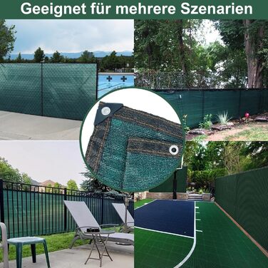 BeGrit Privacy Screen Panel 2m x 5m Fence Screen Weatherproof Garden Fence Windbreak 90% Shade HDPE Sun Protection Tennis Screen Shade Net UV-resistant Tear-resistant with Holes Cable Ties Green