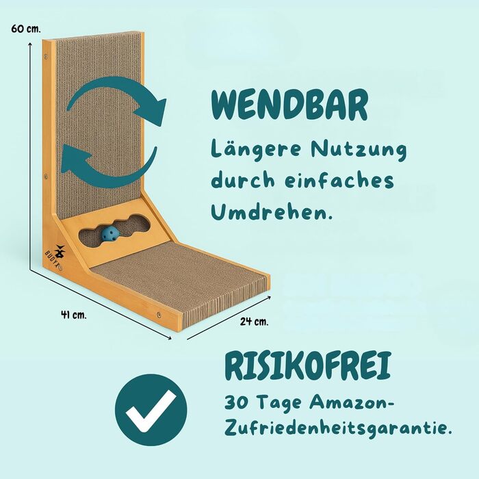 Дряпалка для котів L-подібної форми – з щільної гофрованої картонної коробки – для дряпання та відпочинку – екологічна, двостороння та стійка – ідеальна для домашніх котів