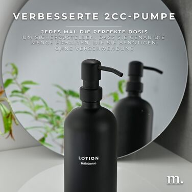 MaisoNovo Soap Dispenser Set - Soap Dispenser Kitchen - 500 ml Amber Bottles, Black Pumps, Glass Pump Dispenser, Soap Dispenser Set, 2-Piece Set and Concrete Tray - Dish Soap Dispenser Kitchen (Black Glass / Black Pump + Slate Tray)