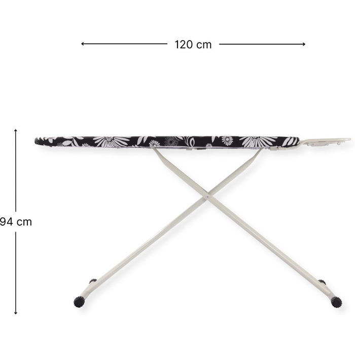 Прасувальна дошка SensaHome розкладна, 120x38 см, з підставкою для праски, квітковий принт, сірий