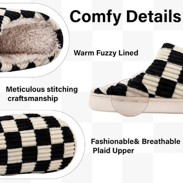 Тапочки халатні Guyarns для дому, чорні, 44/45 EU, з м'якою устілкою Memory Foam, антиковзаюча підошва, в'язане каро, для жінок та чоловіків