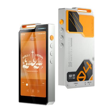HiFi DAP плеєр HiBy R4 з Android 12, Bluetooth та Wi-Fi, підтримка Spotify, 32 ГБ + 2 ТБ пам'ять, виходи 3.5 мм та 4.4 мм Bal, Orange Sunset Chevron