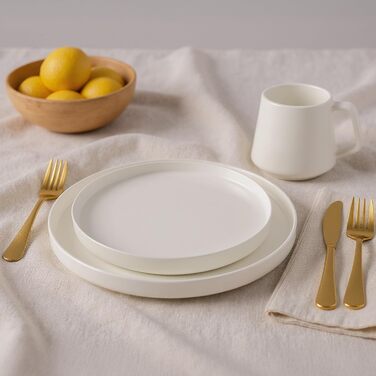 Набір посуду Miamio на 8 осіб (24 елементи) – сучасний сервіз з кераміки, білий, для посудомийної машини та мікрохвильової печі, колекція Luxe