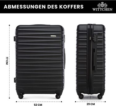 Валіза на колесах WITTCHEN Groove Line L, велика, чорна, ABS, з кодовим замком, для авіакомпаній Lufthansa/Eurowings/Ryanair