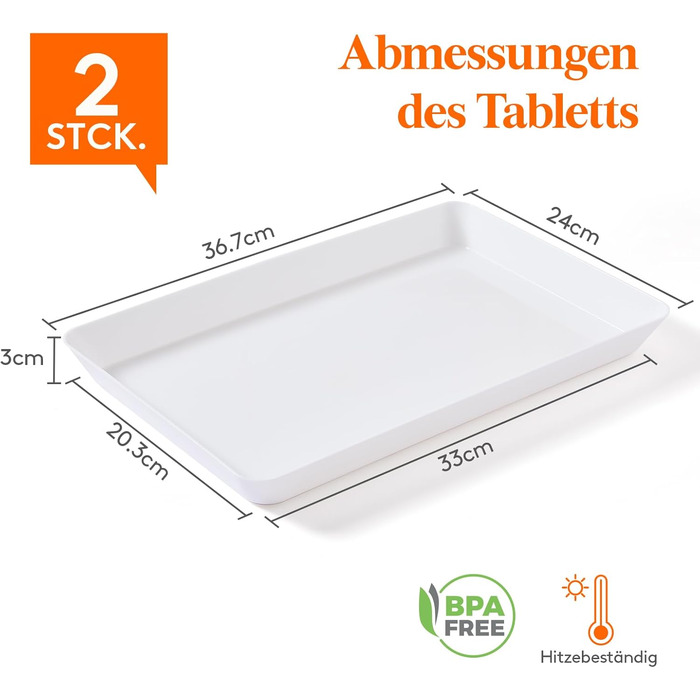 Сервірувальне блюдо Lifewit з пластику, 36,7 x 2 см, велике, набір, BPA-free, багаторазове, для фуршетів, свят, пікніків, сніданків та закусок, біле (2)