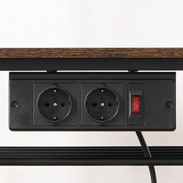 Стельова полиця з розетками, підлогова полиця, полиця пекаря, 35 x 48 x 135 см, 4 гачки S-подібної форми, станція для кавової бару з тримачем для пляшок та гачками, вінтажний коричневий та чорний колір ABRHR23UE01