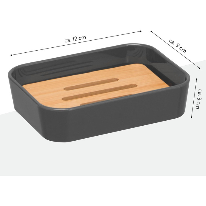 Тримач для мила Bremermann Calvi з бамбука та пластику (сірий)