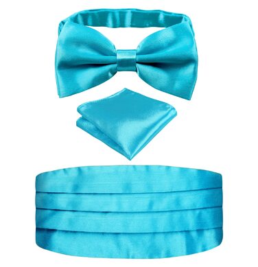 Комплект аксесуарів Alizeal для чоловіків: краватка-метелик, підтяжки та нагрудна хустинка, бірюзовий колір, подарунковий набір