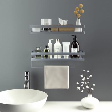 Настінна полиця для спецій та кухонного приладдя, 2 шт. сіра та чорна