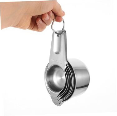 Amosfun 3-Piece Measuring Spoon Set Baking Utensils Adjustable Bowl Holder Clip Shot Glass Measuring Cup Spice Measuring Spoon Cooking Spoon Teacup Measuring Cup Measuring Cup for Measuring Stainless Steel Silver