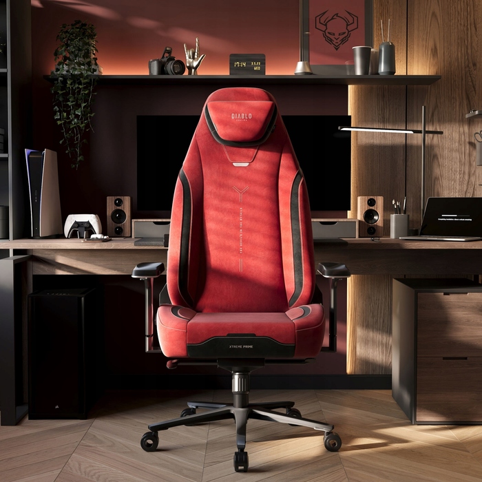 Ігрове крісло Diablo Chairs X.EYE PRIME, тканина, чорно-червоне