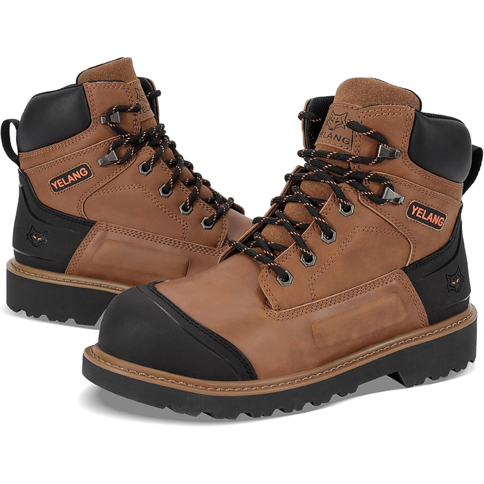 Чоловічі робочі черевики Yelang з металевим підноском, для промислового будівництва, безпечне взуття, розмір 41.5 EU, колір коричневий