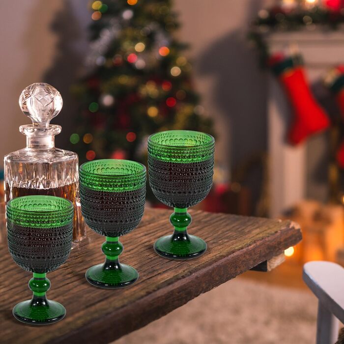 Набір вінтажних келихів для вина, 350 мл, 6 штук, кришталеве скло з тисненням, придатні для миття в посудомийній машині, рожеві