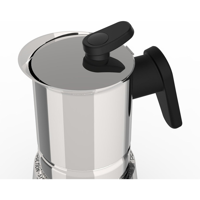 Steelmoka, Patented Moka Espresso Machine for Cooktops including Induction, 2-Cup Capacity, Silver Color, Stainless Steel Coffee Maker, Dimensions 12 x 9 x 15.5 cm