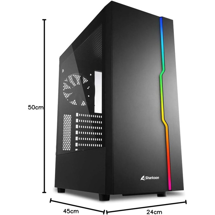 Sharkoon RGB Slider білий корпус для ПК, чорний, 4044951032006